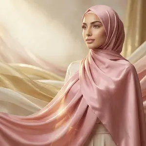 Luxe Elegance Satin Crinkle Hijab - Rose Quartz