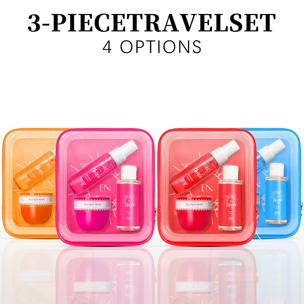 Solo En lbiza 3-Piece Set Body&Hair Fragrance Mist Perfume&Bubble Bath&Body Butter Travel Box For Men And Women, 4 Different Flavor Gift Box, Dating, Long-lasting Scent, Ideal For Dating, Daily Life, Parties, Gift Giving