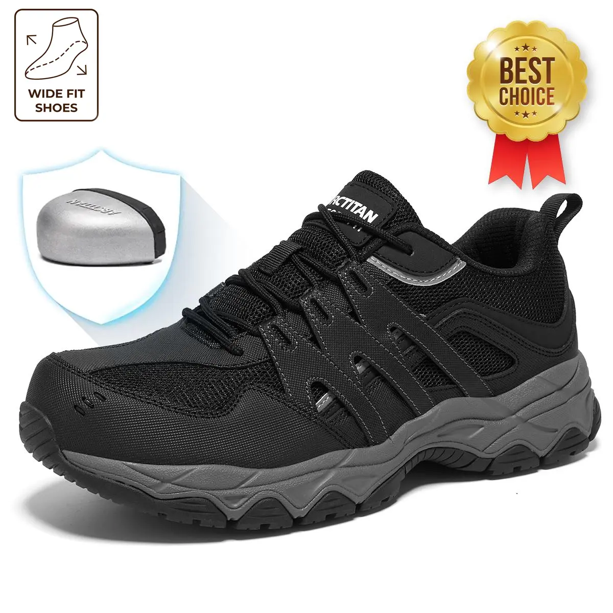 Non Slip Wide Steel Toe Safety Work Shoes,Anti smash Puncture Resistant Work Boots,Breathable Lightweight,Durable Work Arch Support Shoes,2-in-1 Safety Shoes for Outdoor,Construction Site,Warehousing, Logistics,Truck Drivers and Manufacturing Worker