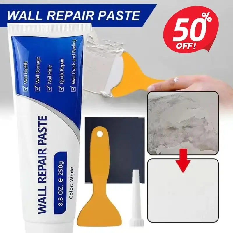 Drywall Patch Repair Kit - 250g Quick-Drying Wall Mending Paste, Heavy-Duty Concrete Sealant, Waterproof Adhesive Caulk Tool, Water-Resistant Seal Shields Walls for Fast Fix Needs