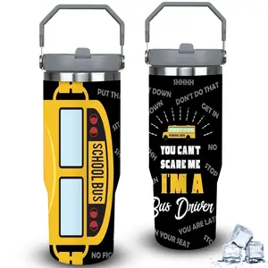 1pc 30oz Funny School Bus Driver Tumbler with Lid, Insulated Travel Mug, Gift for Women Men, Ideal for Halloween, Independence Day, Memorial Birthday Gift, Coffee Cup, weird stuff