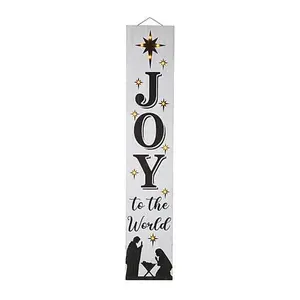 Glitzhome 42"H Lighted Wooden Nativity Porch Sign
