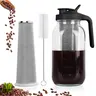 64 Oz Cold Brew Coffee Carafe (2 Pack) - Heavy-Duty Glass Construction, Airtight Leakproof Lid, Built-In Ergonomic Handle, Precision Pour Spout, Kitchen Drinkware Tea Pitcher, Gift for Coffee Lovers
