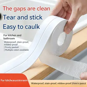 White Bathtub Caulk Tape, 3.2m Self-Adhesive Caulk Repair & Edge Fixing Sealer for Bathroom, Kitchen Sink, Toilet Edges with Easy Application & Durability, Caulk Repair Sealing Tape