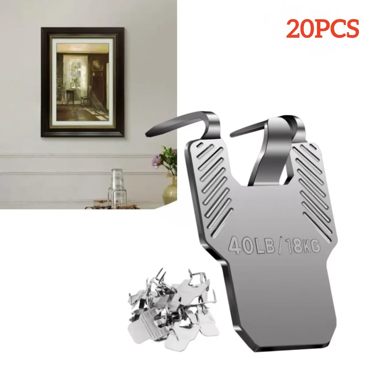 20 Pcs Claw Drywall Picture Hanger Drywall Picture Hangers for Decor Room or Office-No Damage Heavy Duty Wall Hanger for Hanging Picture Mirror Photo Poster Kit