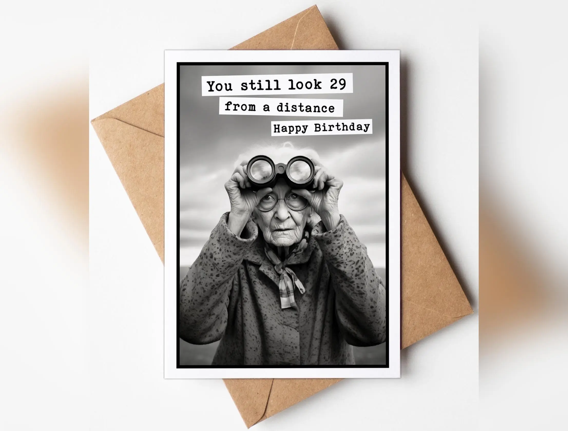 Katie Doodle ® - Funny Birthday Card (5x7 inch) Vintage with Envelope