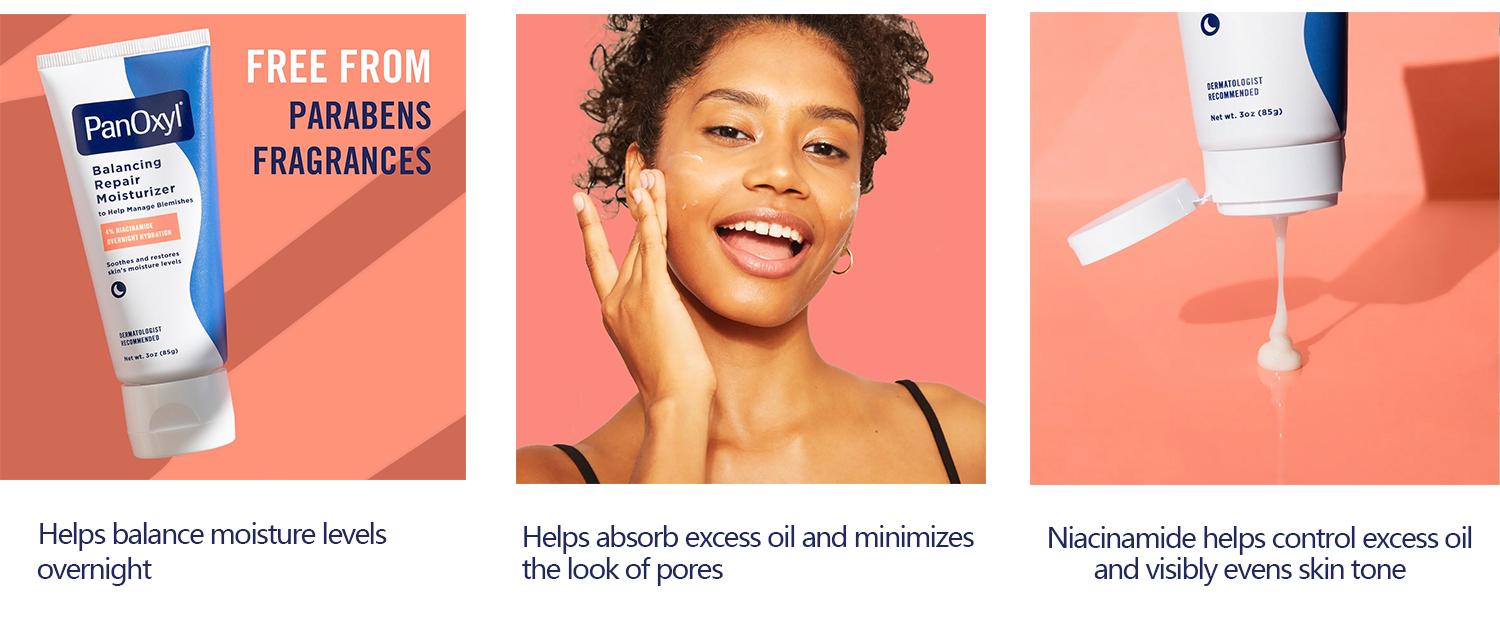 [PanOxyl official] PanOxyl PM Balancing Repair Moisturizer, Hydrating Face Moisturizer, Acne Prone Skin and Dry Skin, 3 oz （85g） Hydrate Moisture Skincare Oil Control Cica Gentle