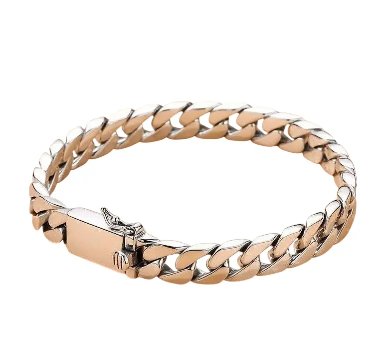 Electroplated Cuban Chain Bracelet - Classic Vintage Metal Wrist Accessory, Sturdy Premium Craft Jewelry, Timeless Stylish Ornament for Daily Casual, Business Formal Occasions, Father's Day Gifts (Sports & Outdoor Appropriate)