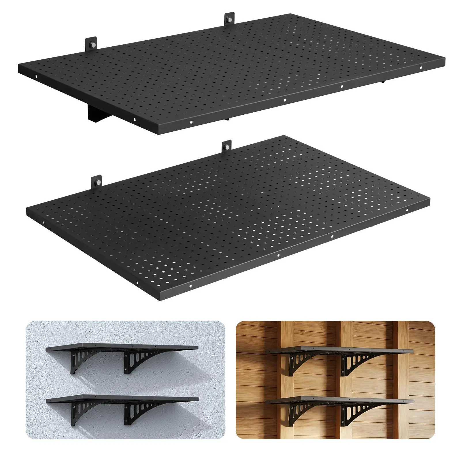 【Summerfinds】VEVOR Heavy-Duty Wall-Mount Garage Shelf Set - Father's Day Pick, 2-Tier Rack, 2x3 ft Hanging Kit, 12x72 in Per Shelf, 560lbs Max Capacity, Black, Easy Installation for Closet Storage, Clean Aesthetic Coffee Bar & Dorm Room Ideas