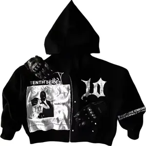 Y2K Zip Up Hoodies  Graphic Jackets Hip Hop Streetwear Sweatshirts Unisex