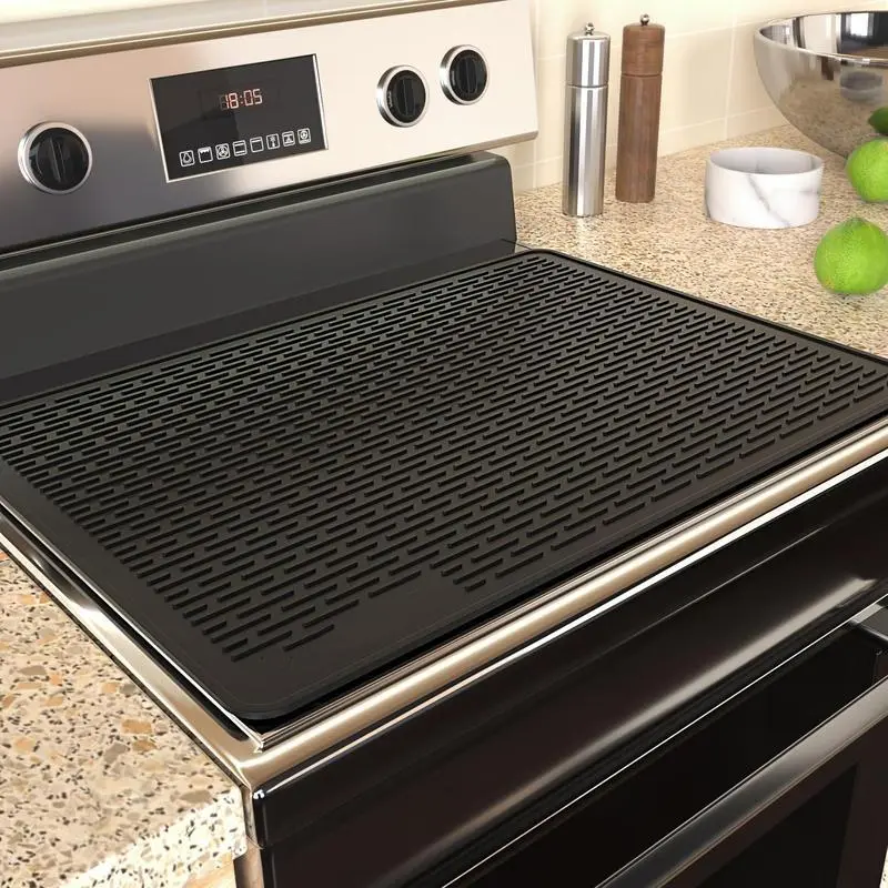 Stove Top Covers for Electric Stove, Non-Slip Protector,Heat Resistant Silicone Stove Cover, Flat RV Range Stovetop Protector, 28"x 20" Ceramic Silicone Dish Drying Mat, Kitchen Accessories, Kitchen Appliances