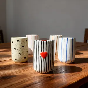 Handmade Ceramic Mug Safe Underglaze Travel Mug Hand Painted Unique Pottery Coffee Cup Microwave Safe Tumbler Ideal Valentines Day Gift