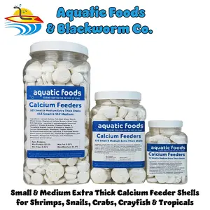 Calcium Feeders for Shrimp, Snails, Crabs, Crayfish, Plecos, Catfish & All Tropicals. Extra Thick Calcium Shells... FREE 4-Type Wafer Mix & 12-Type Pellet Mix Included