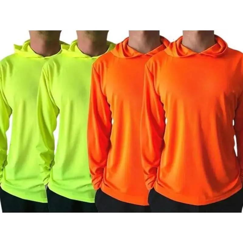 4 packHigh Visibility Long Sleeve Safety T Shirts for Men Women Thin Lightweight Breathable Tshirts Neon Work Construction Hoodie