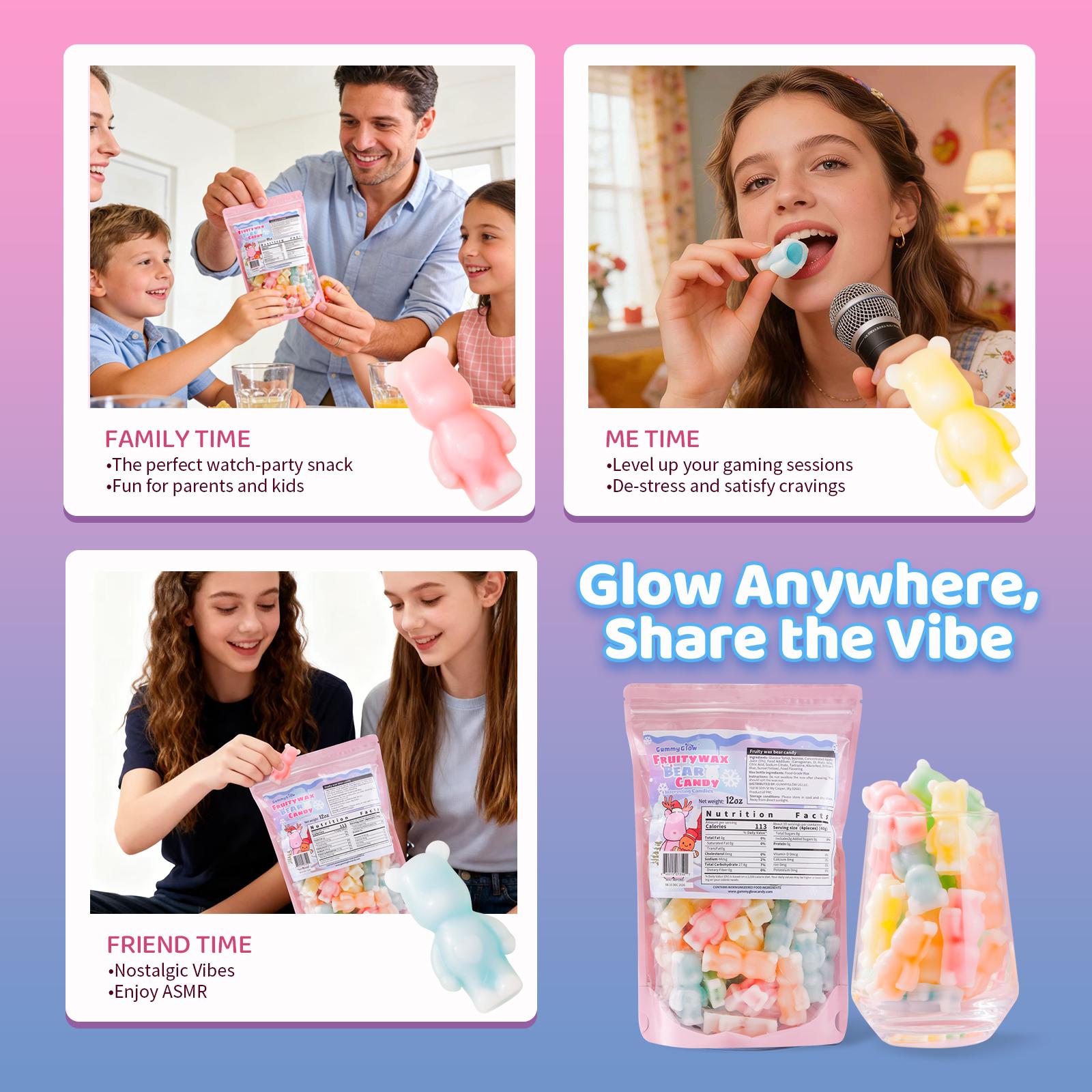 Brand New Upgrade!!! Fruity Wax Bear Candy 12oz Pack Five Flavors Wax Upgrade Bear Shape Retro Party Treats ASMR Sweet Bonbon Snack Fruitsnacks Viral Candy Wax Candy Bombs SpringGlowUp