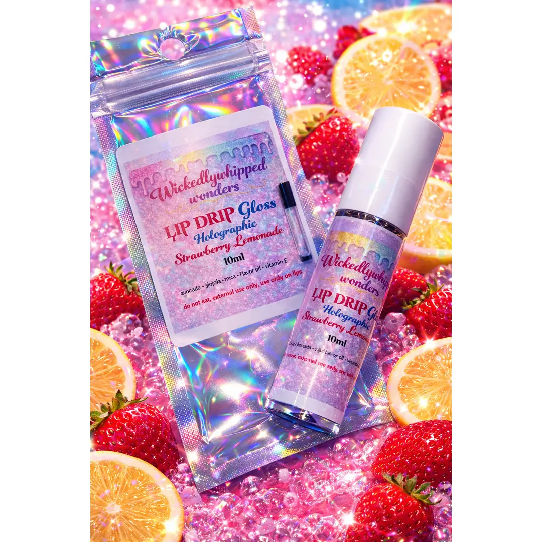 Wickedly whipped wonders Lip drip strawberry  lemonade  holographic lip gloss ￼