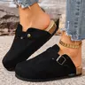 Suede Clogs Slippers for Women Slip-On Mules Sandals with Adjustable Strap Indoor Outdoor Shoes Springfresh