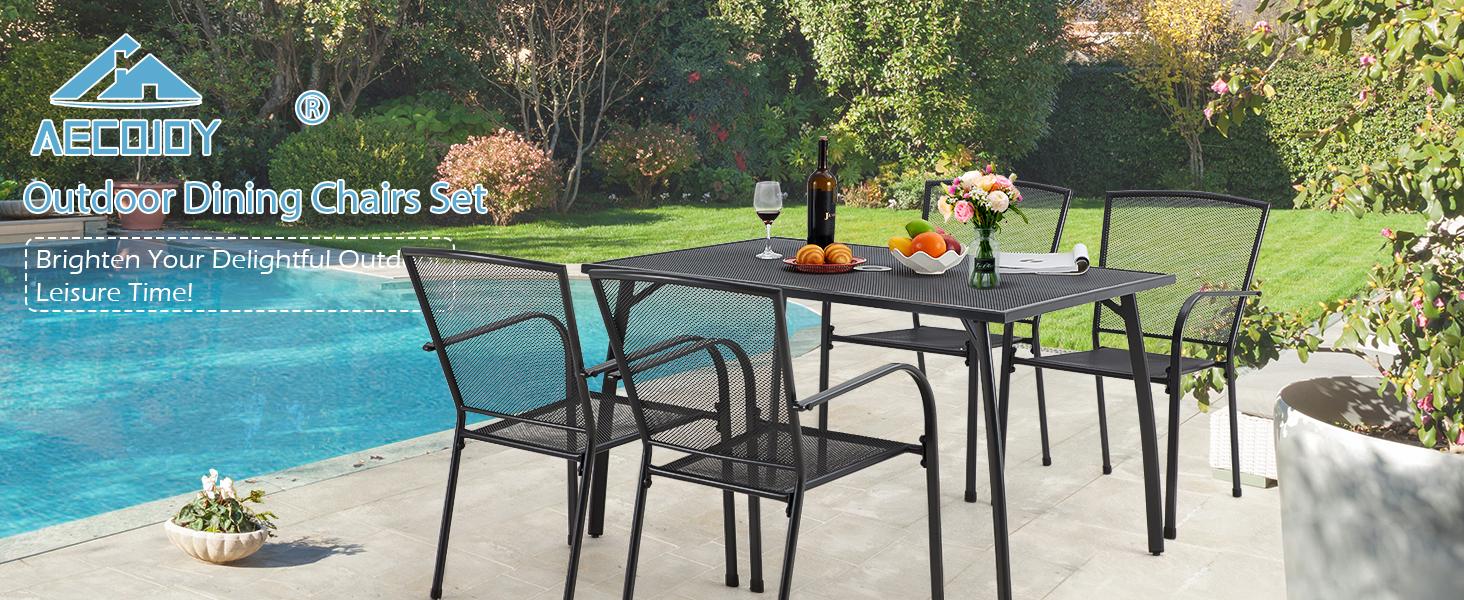 AECOJOY Outdoor Patio chair/Table/Furniture Set for Deck & Garden ,Available Individually or as a 5-Piece Set