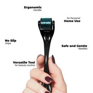 Derma Roller 0.30mm - Microneedle Roller with Storage Case - 192 Micro Needling Dermal Tool for Face, Beard, Scalp & Body - At Home Microneedling Skin Care for Women & Men (Green)