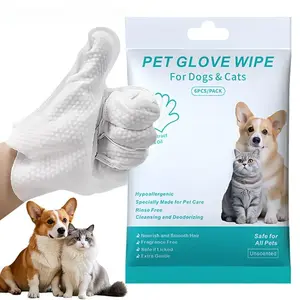 Pet Glove Wipe for Dogs & Cats - 6 Count Pack - Hypoallergenic Hair Removal Tool - Odor Control - Off-the-Shelf Product -Sale Cleaner Animal