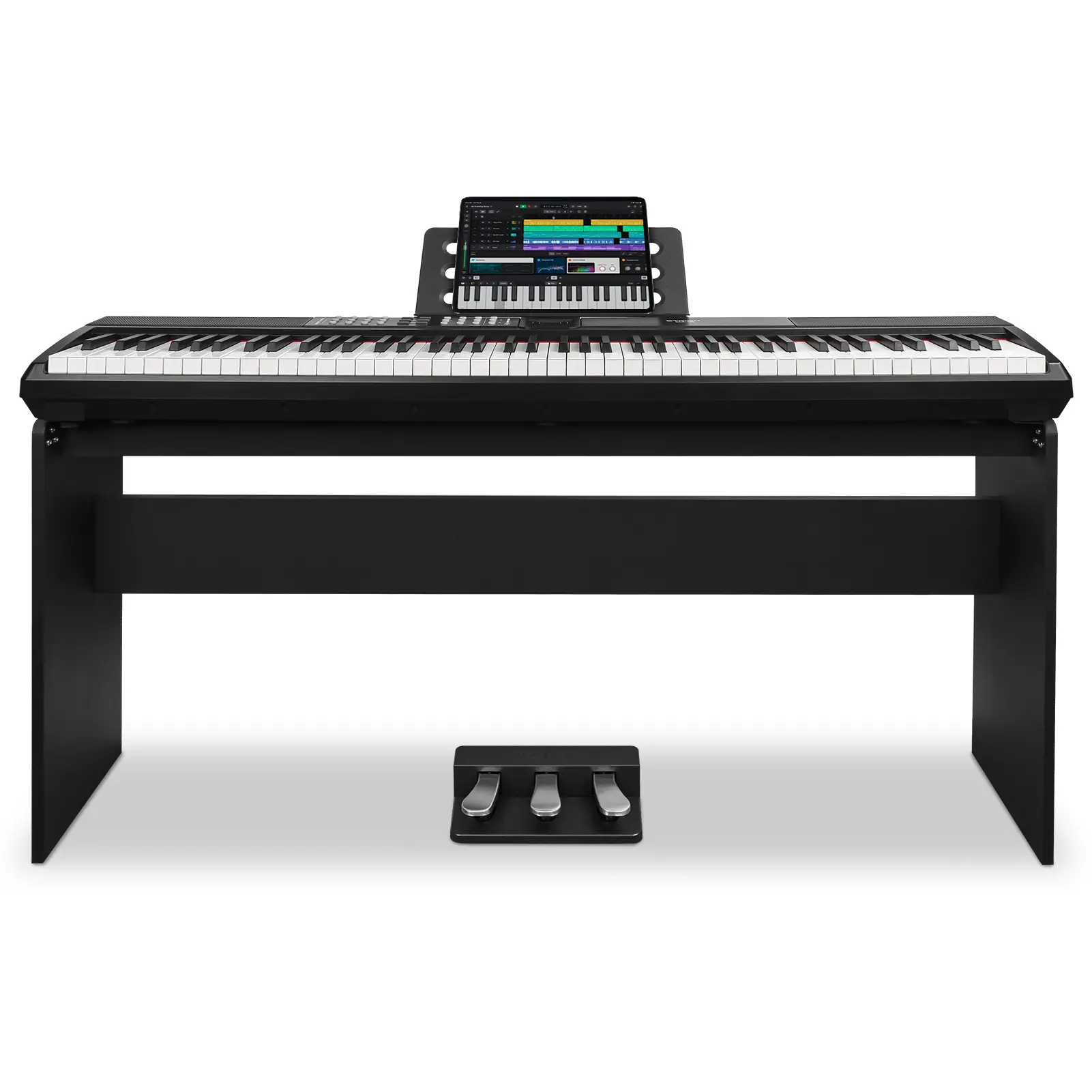 STRICH 88 Keys Weighted Keyboard with Stand & Sustain Pedal, Hammer-Action Digital Piano, 2x15W Built-In Speakers, Full-size Electric Piano Keyboard Supports USB-MIDI/Wireless Connect, SDP-120S Multifunction