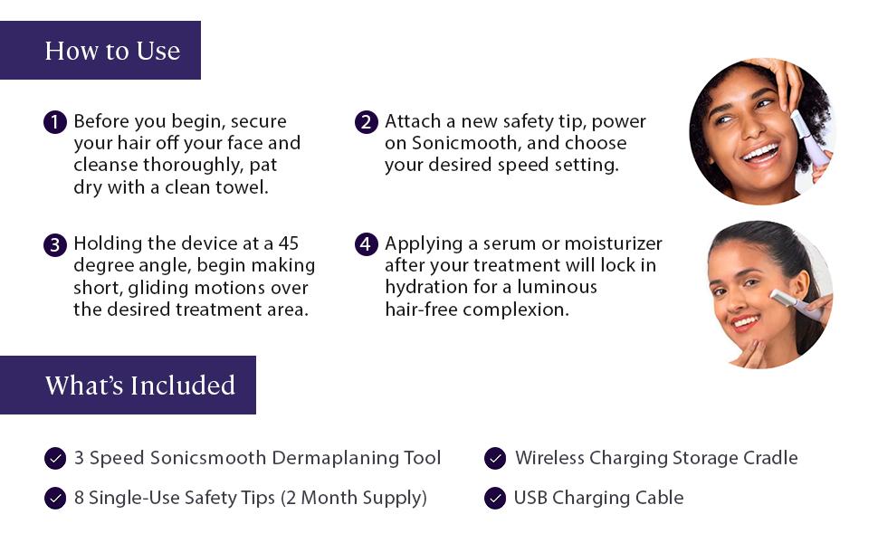Sonicsmooth At-Home Sonic Dermaplaning System by Michael Todd Beauty | 2-in-1 Peach Fuzz Removal & Sonic Exfoliation for Smoother, Softer, More Radiant Skin | Dermatologist Approved, Safe for Sensitive Skin, 3 Speeds
