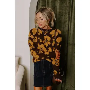 Cocoa Bomb Floral Knit Sweater