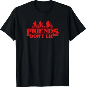 Stranger Things Group Shot Red Friends Don't Lie T-Shirt