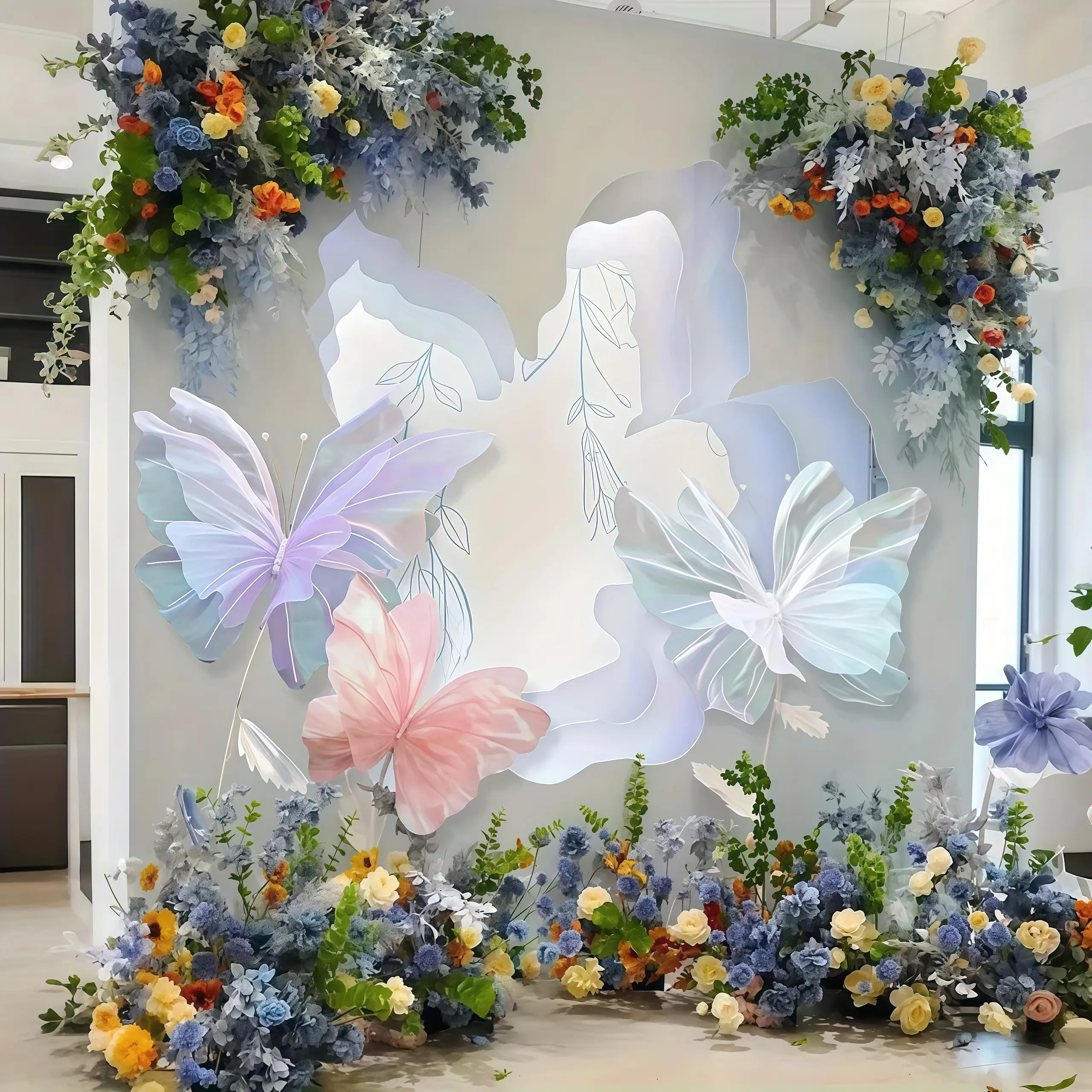 3pcs 50cm/ 19.69in Large Butterfly Artificial Flowers Party Decoration 3D Butterfly Wall Decoration Baby Party Wedding Decoration Birthday Party Home Supplies Decoration Gifts Pink Pink