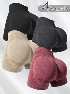 Women's Acid Wash High-Waist Butt-Lifting Workout Shorts – Vintage Look Yoga & Gym Activewear