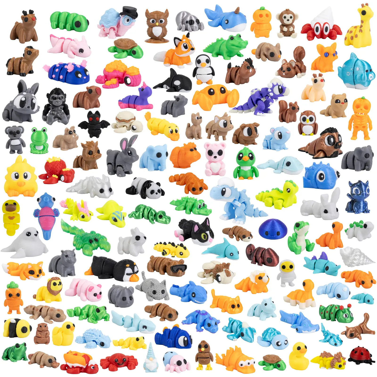 150 animal models, 3D printed model set, movable, party gift, pocket stress relief, gift bag filler, Easter basket filler, Christmas and Halloween gift, suitable for boys and girls, suitable for classroom