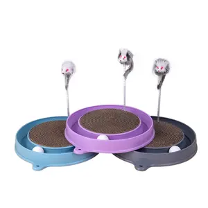 Ultimate Interactive Cat Scratcher Toy with Track Ball & Plush Mouse, Interactive Play，Mental Stimulation for Indoor Cats