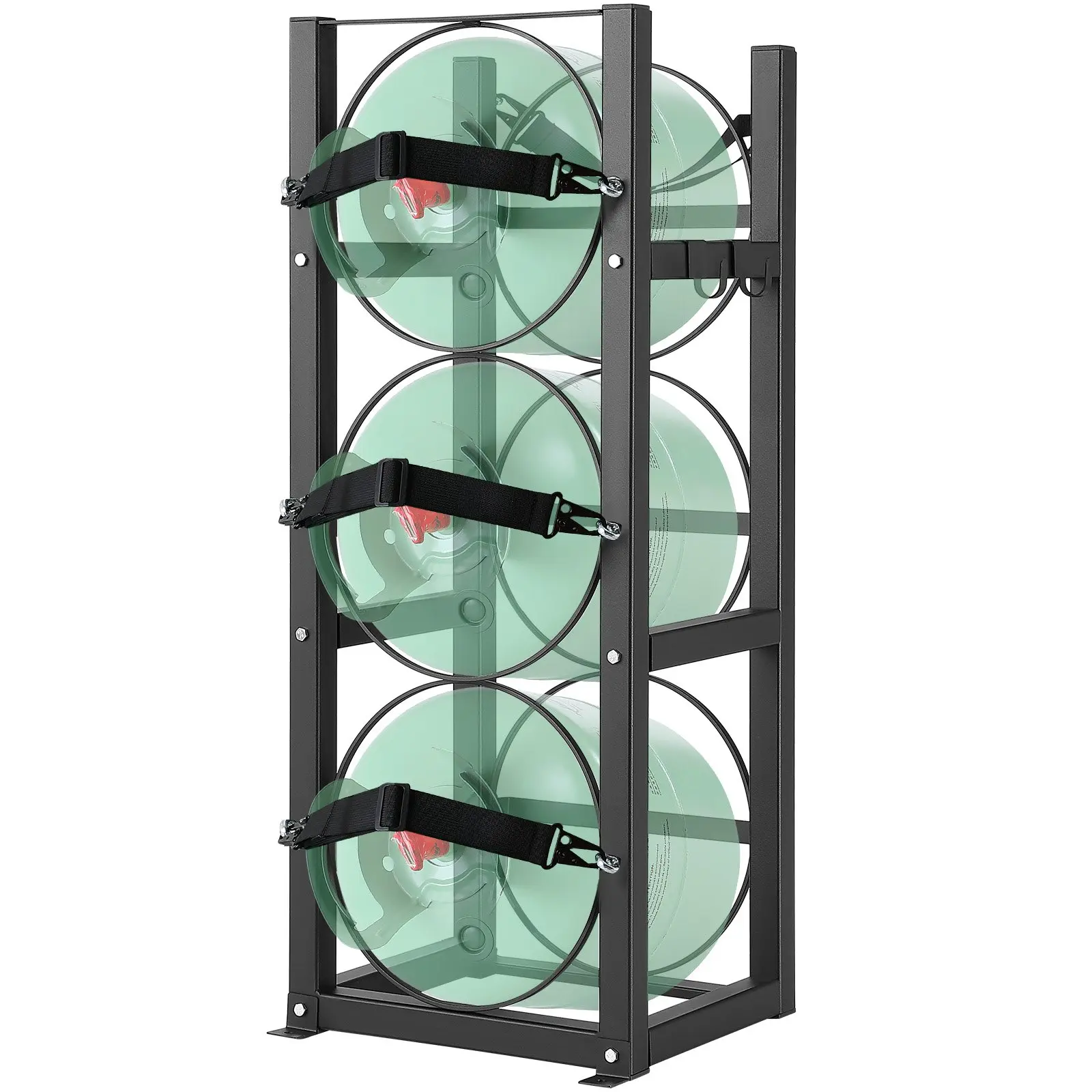 Steel 3-Capacity Refrigerant Tank Holder (CTR330 Model, 10.97 kg) - Fits 30lbs Cylinders, 12.79x12.99x33.07 inch Organizer for Freon, Oxygen, Nitrogen Gases (Tools & Hardware Tool Rack)
