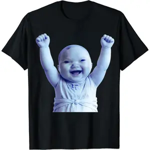 Funny AI Baby Holding Laugh Meme Viral Trend T-Shirt