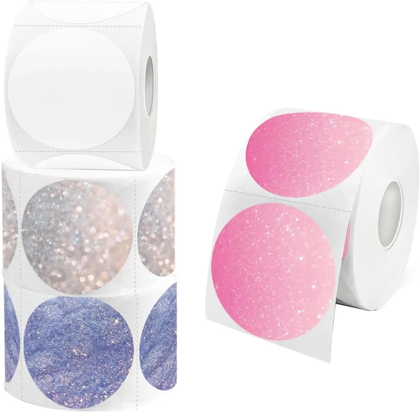 STARBOLING 2-in-1 2in Round Direct Thermal Self-Adhesive Shipping Stickers, 4 Rolls (2400 Total Labels) for Barcode Printing, Custom Labeling, Compatible with Rollo, Zebra, MUNBYN Printers