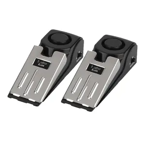 1/2 Pack Door Stop Alarm,Door Stopper with 120DB Security Alarm,Floor Wedge Door Stop Siren, Door Security Devices for Traveling, Apartment,Hotel and Home,Black