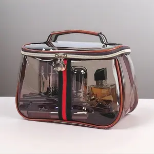 New Retro Vintage Vanity Bag Large Capacity Waterproof Transparent Makeup Cosmetic Bag with Zipper Durable Organizer for Women Travel vintage makeup bag idea birthday travel organizer Makeup Brush Set Bristle