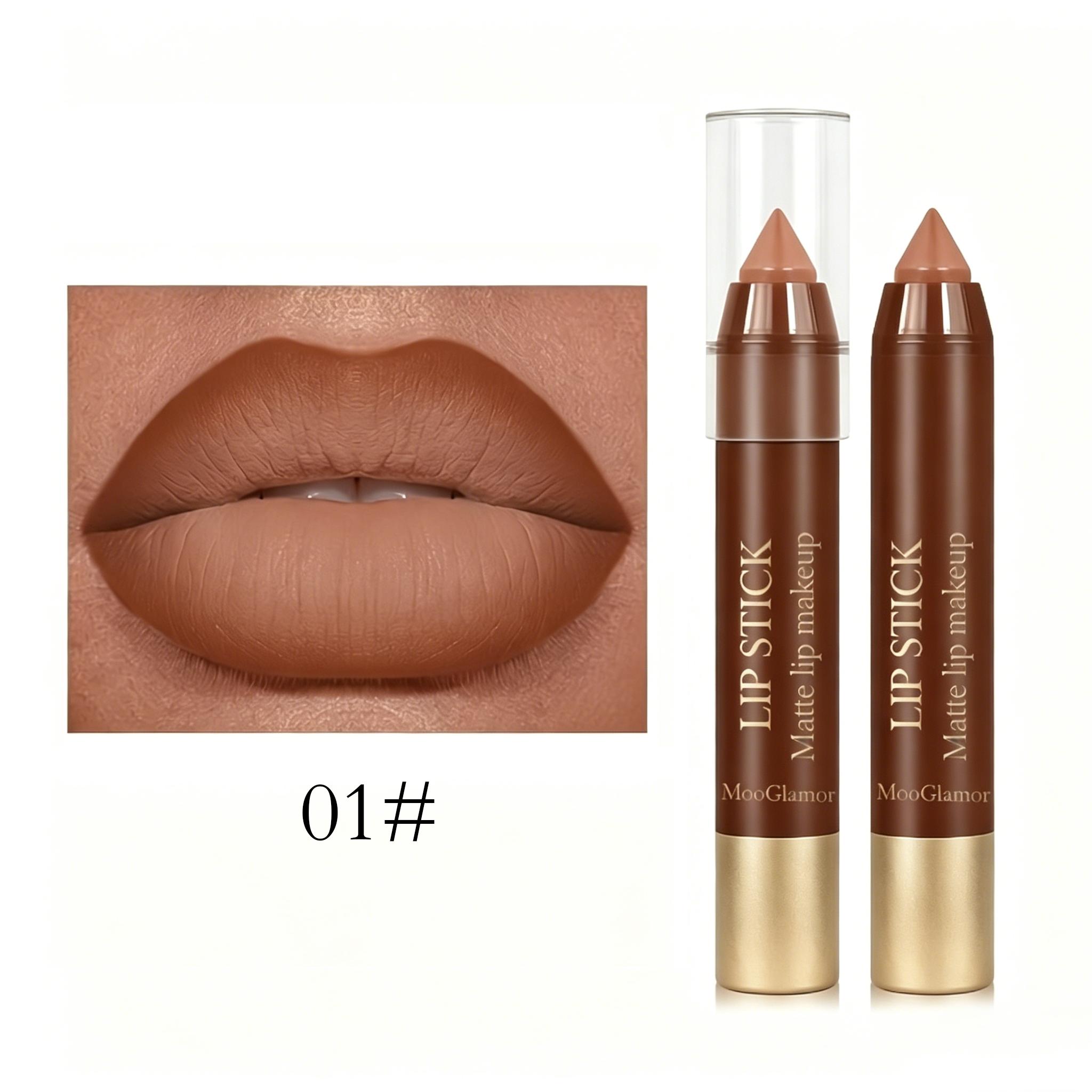 Mooglamor 6Pcs Matte Creamy Lipstick Pencil Set Long Lasting Makeup Waterproof Transferproof Lip Pens Nude Brown Moisturizing Lip Glossy Smooth Cosmetics DealsForYouDays