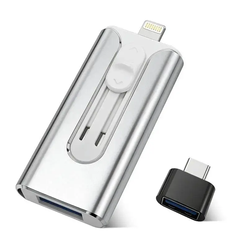 4-in-1 1TB Flash Drive for iPhone/Android/PC, High-Speed Photo Video Backup USB Stick with App, Lightning/USB/Type-C/Micro USB, External Storage Jump Drive