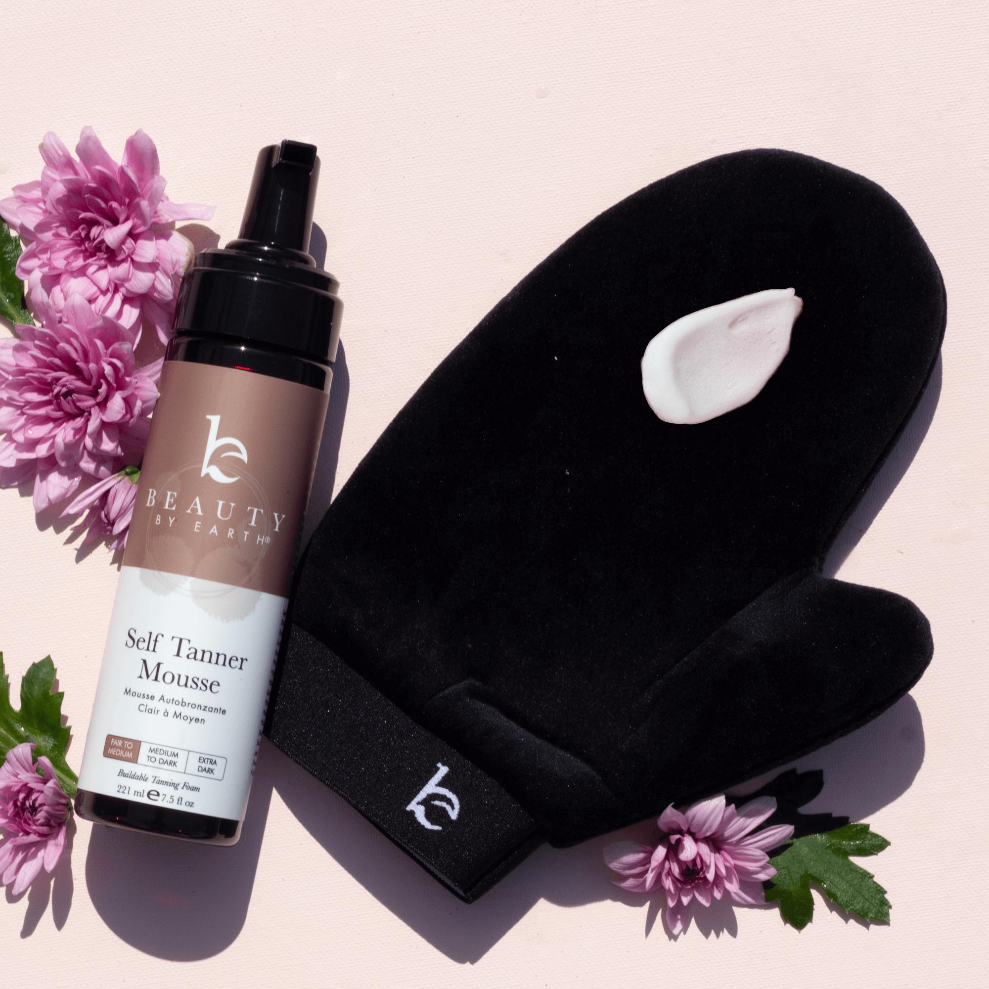 Beauty by Earth Self Tanner Mousse Kit - Flawless Smooth Sunless Tanning Safe Made in USA with 3 Piece Applicator Kit for Streak Free Even Application Beauty by Earth Self Tanner Mousse Kit - Flawless Smooth Sunless Tanning Safe Made in USA with 3 Piece Applicator Kit for Streak Free Even Application