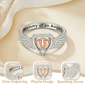 Miscarriage Gifts for Mothers Pregnancy Loss Son or Daughter Ring Mommy of an Angel Wing Ring Memorial Sympathy Jewelry for Mother's Day Gifts