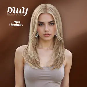 Isolde -DWY Mono Lace Front Free Part Mid-Length Straight Blonde with Highlights Glueless Synthetic Wig for Women 18 Inches