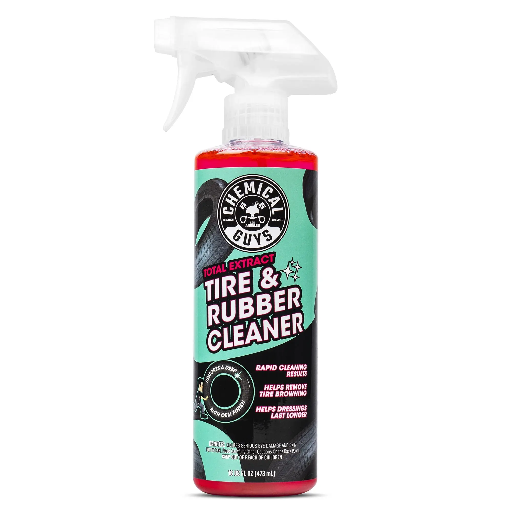 CHEMICAL GUYS Total Extract Tire & Rubber Cleaner – Deep Cleans Tires, Rubber & Trim to Remove Browning, Grime & Old Dressings, Preps Surface for Shine, Tire Coating, Car Tires