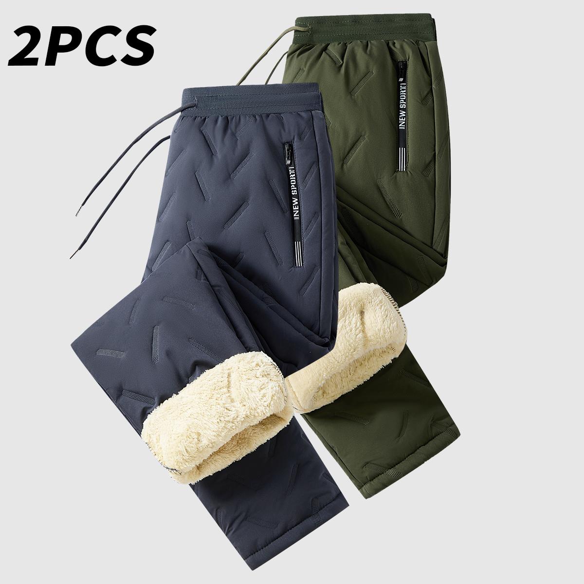 Men’s Warm Thermal Winter Snow Pants Ideal for Workouts & Outdoor Activities Machine Sweatpants Men Perfect for Extreme Cold Weather Layered Solid Color Design Regular Fit Menswear Top Stylish Trousers Men’s Casual Plain drawstring waistband