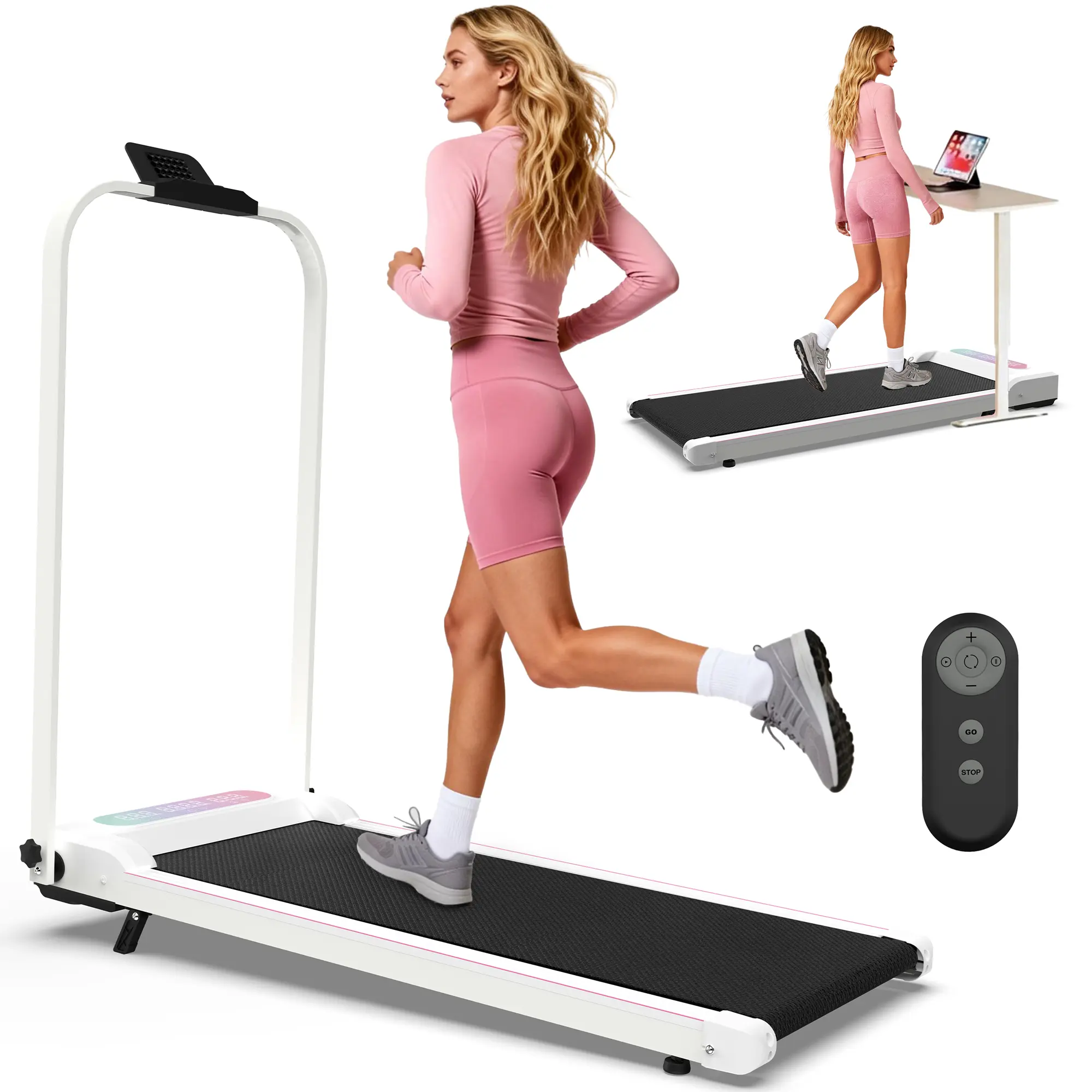 【SAVEYOUR】265LBS Foldable 2-in-1 Incline Treadmill & Under Desk Walking Pad with Vibration Pad,Portable Treadmill with Handlebars, Incline & Remote for Home Work Out in Small Spaces, Office Apartment Fitness Equipment
