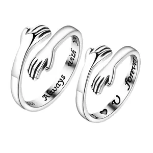 2PCS Hug Rings for Women & Men Adjustable Open Promise Rings Jewelry Perfect for Mothers Day Birthdays & Special Occasions Gift for Dad Mom Wife Daughters Grandma Best Friend