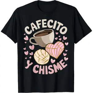 Women's Cotton Concha Pastry T-Shirt Latina Mexican Coffee and Gossip Graphic Tees Casual Short Sleeve Tops for Women Girls