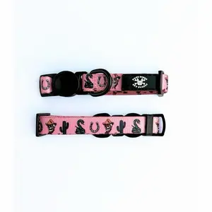 Western Traditional Tattoo Adjustable Quick Release Cat Collar in Pink