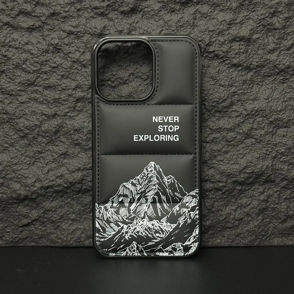 Down Jacket-Inspired Shockproof Smartphone Case & Cellphone Cover/Casing for iPhone 17 Pro Max,16,15,14,13 Pro Max,14 Plus,15 Plus - Festive 3D Texture, Positive Energy Design, 3D Tactile Grip, Anti-Slip Edge, Camera Protection