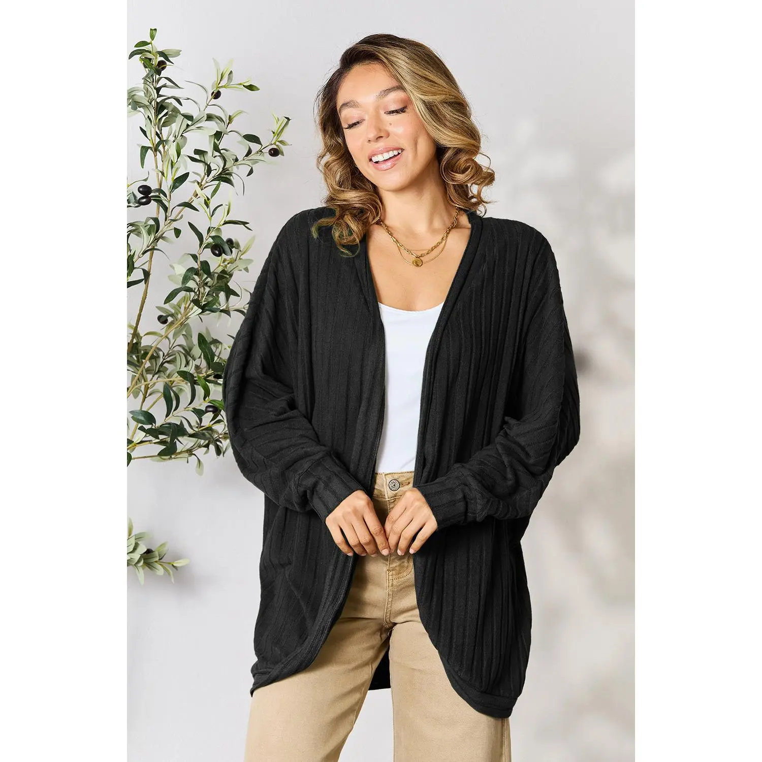 Basic Bae Full Size Ribbed Cocoon Cardigan